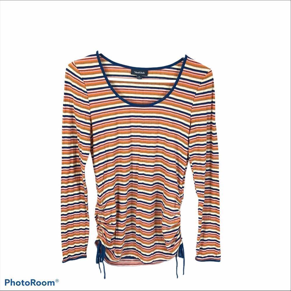 ModCloth Ribbed Striped Long Sleeved Top Small - Picture 7 of 10